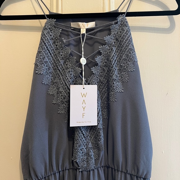 NWT Wayf Maxi Steel Blue Wedding Guest Dress - S - Picture 5 of 5